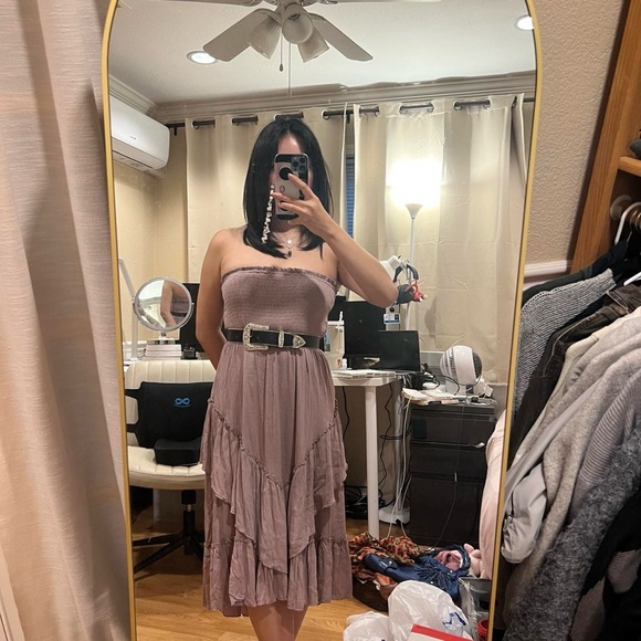 Elegant Mauve Layered Women's Dress - Picture 8 of 8